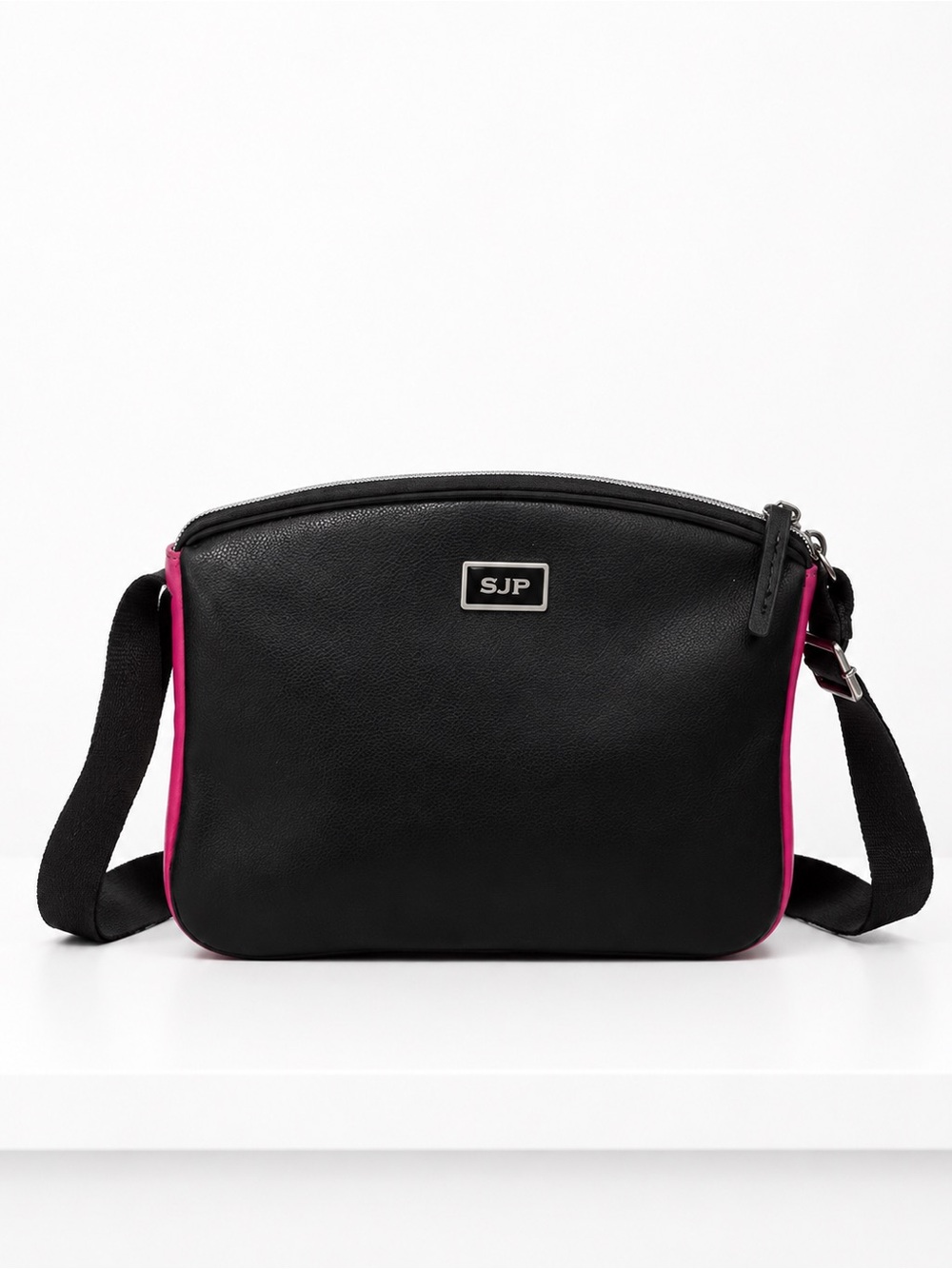 SJP Black Crossbody Bag with Pink Trim